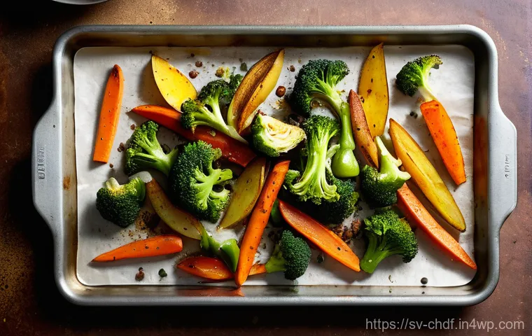 로스팅 채소를 활용한 고급 요리 비법 - Image Prompt 1: The Crisping Moment**