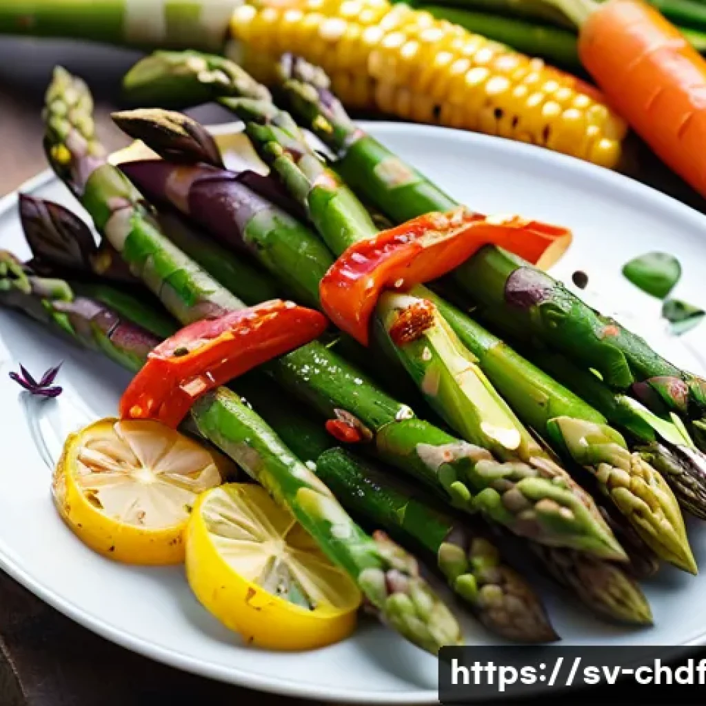 로스팅 채소와 함께하는 여름철 바비큐 메뉴 - A vibrant outdoor grill scene featuring a rustic wooden table with a large platter of perfectly roas...