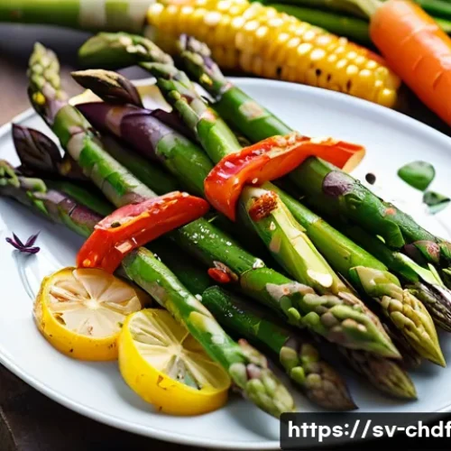 Home 33 로스팅 채소와 함께하는 여름철 바비큐 메뉴 - A vibrant outdoor grill scene featuring a rustic wooden table with a large platter of perfectly roas...